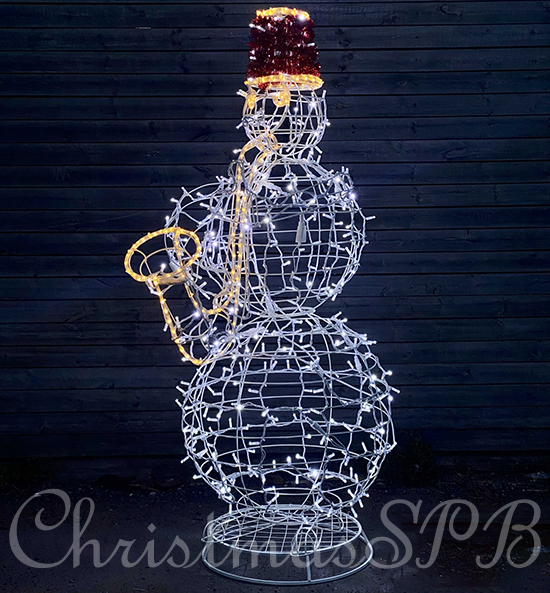 Объемная светодиодная фигура «Снеговик с саксофоном»