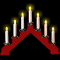 Рождественская горка «Скандинавский светильник» (7 свечей, 7 ламп, пластик, живое пламя) красный