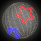 Объемная фигура cветящийся шар «Звезды» (100см, 3D, 1000LED, IP65) разноцветная