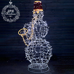 Объемная светодиодная фигура «Снеговик с саксофоном» (210см, 3D, IP65)